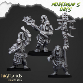 Command Group Cave Orcs - Highlands Miniatures