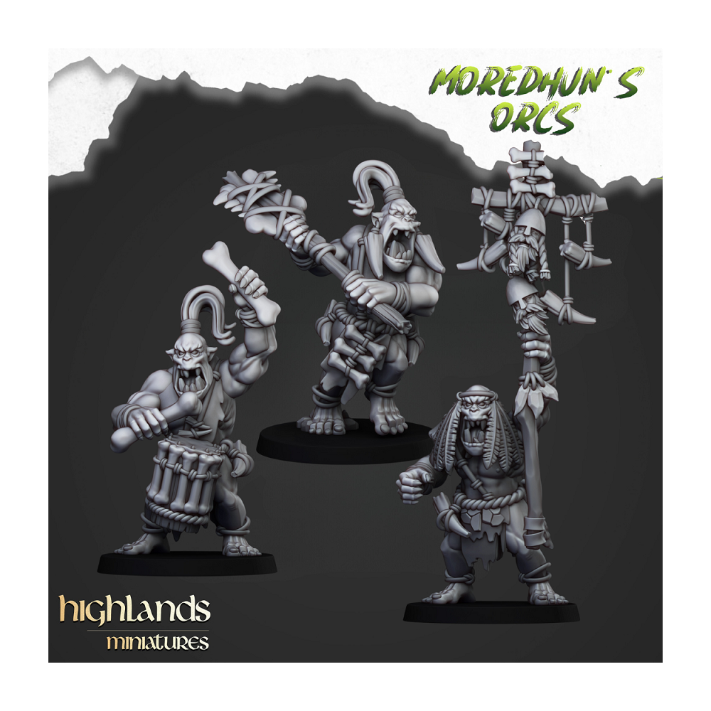 Command Group Cave Orcs - Highlands Miniatures