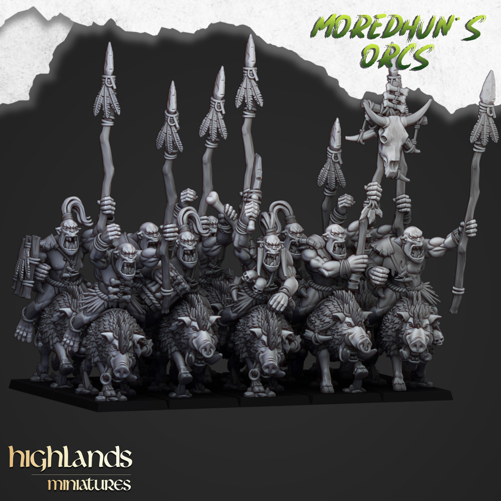 Mounted Cave Orcs - Highlands Miniatures