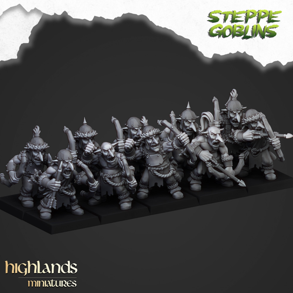 Steppe Goblins with bows - Goblins Arqueros - Highlands Miniatures