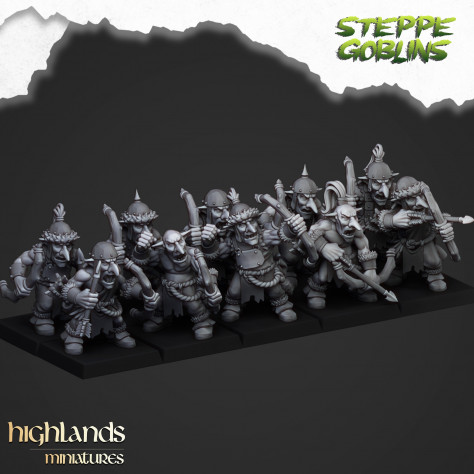 Steppe Goblins with bows - Goblins Arqueros - Highlands Miniatures