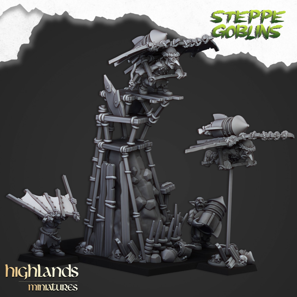 Steppe Goblin Big Jump Board with Flying Goblins -Highlands Miniatures