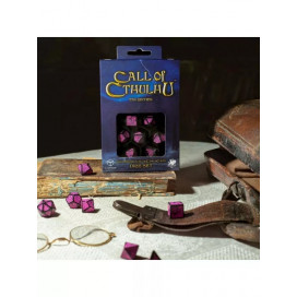 Dados Call Of Cthulhu 7º Edición En Negro Y Magenta (7 Unidades) - Q Workshop