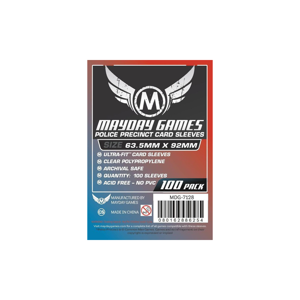 [7128] Custom Police Precinct Game Sleeves (pack of 100) (63.5 X 92 MM)