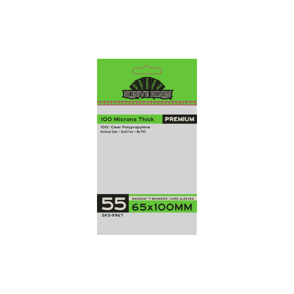 Sleeve Kings Magnum 7 Wonders Card Sleeves (65X100mm) - 55 Pack - 100 Microns (PREMIUM)