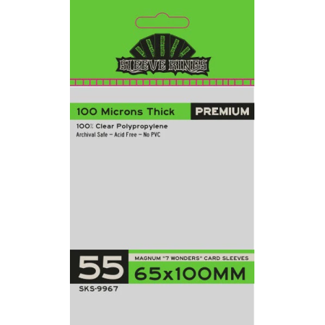 Sleeve Kings Magnum 7 Wonders Card Sleeves (65X100mm) - 55 Pack - 100 Microns (PREMIUM)