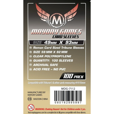 [7112] Mayday Roman Card Sized Tribune Sleeves (100 pack) 49 X 93 MM